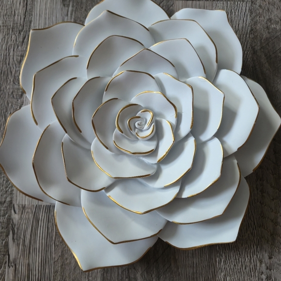 Brewster Home Fashions Rosetta White Gold Trim Wall Rose Decor Set Of 3 - Picture 3 of 14